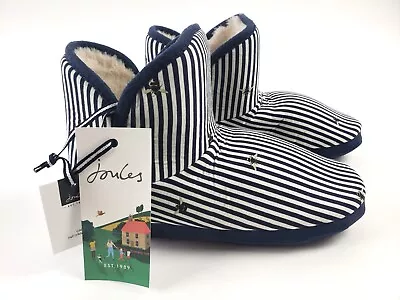 Joules Navy Bee Stripes Cabin Slipper Boot - Women Size: M  7 - 8 • $11.99