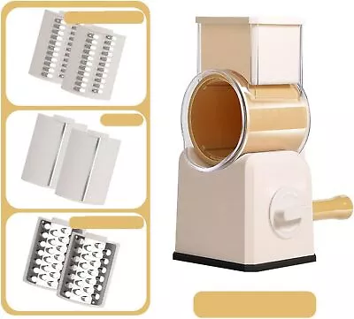 Rotary Cheese Grater With Handle Kitchen Mandoline Vegetable Slicer With 5 • $19.99