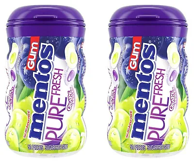 2x Bottles Mentos Pure Fresh Grape Medley Xylitol Chewing Gum | 50 Pieces Each • $9.40