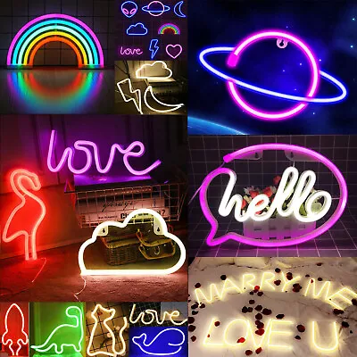 Neon Sign Light LED Wall Lights Art Decor Lamp For Kids Bedroom Home Bar Party • £9.49