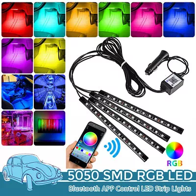 Car RGB 48 LED Light Strip Interior Atmosphere Neon Lamp Remote Control For Cars • $8.59