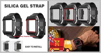 New For Fit-bit Blaze Watch Rugged Protective Case Silicone Wrist Strap Bands UK • $13.10