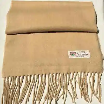 BRAND NEW 100%CASHMERE SCARF/WRAP MADE IN ENGLAND SOLID Camel WINTER SCARF#6 • $15.99