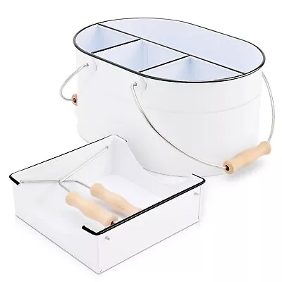 Indoor&Outdoor Large White Utensil Caddy Holder For Silverware With 2 Handles • $39.99