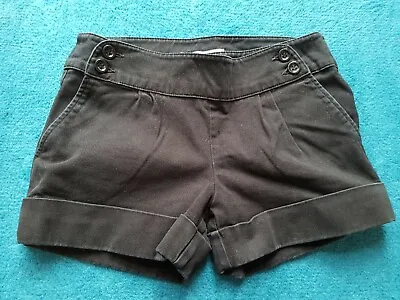 £19.99 • Buy Vintage 90s TOPSHOP Black DENIM JEANS SHORTS Hot Pants UK 10 Button Embellished
