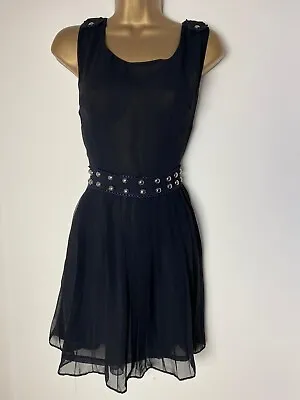 Max C London Black Pleated Studded Dress Size 12 ( CL15). • £30