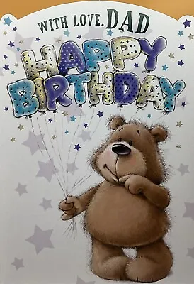 DAD BIRTHDAY GREETING CARD CUTE TEDDY 7”x5” FREE P&P • £1.99