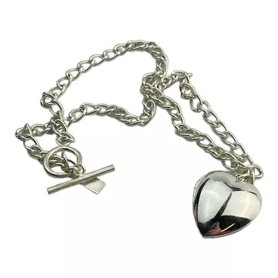Celine Dion Women's Locket Necklace Heart Shaped Pendant Silver Tone Romantic • $22.49