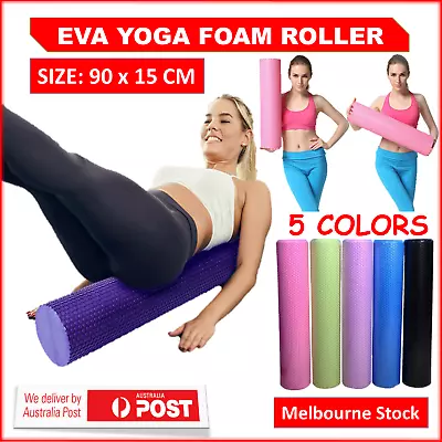 Physio Pilates EVA Foam Yoga Roller 90cm Gym Back Training Exercise Massage Grid • $40.95