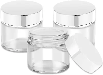 2 Oz Glass Jars With Lids 3 Pack Clear Small Jar With White Lids Blank Labe... • $12.69