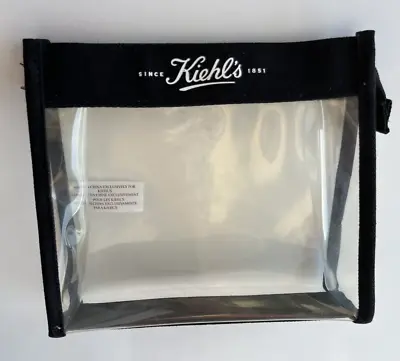 Kiehl’s Make Up Cosmetics Pouch Bag Clear Transparent Black Trim New • $7.89
