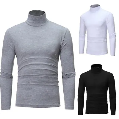 Men High Collar Turtle Neck T Shirt Tops Long-Sleeve Stretch Jumper Pullover Tee • $15.16