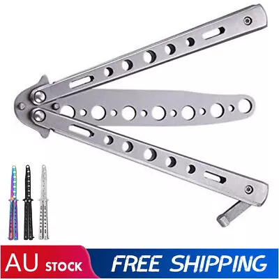 Rainbow Butterfly Knife Comb Metal Folding Practice Trainer Training Tool AU • $6.69