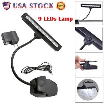 New Lamp Light Black Flexible 9 LEDs Clip-On Orchestra Music Stand With Adapter • $21.99