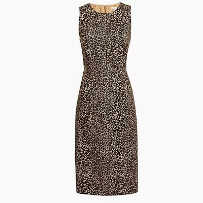 J. Crew Sheath Dress Size 6 Leopard Print Sleeveless Cotton Stretch • $24.99