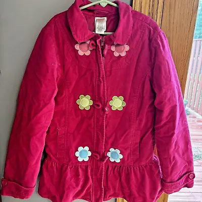 Gymboree Pink Velvet Floral  Smart And Sweet  Line Coat Jacket Girl’s  10/12 EUC • $19.99