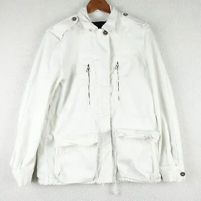 $22.99 • Buy Zara Jacket Womens Large White Military Field Safari Canvas Outdoor Pockets