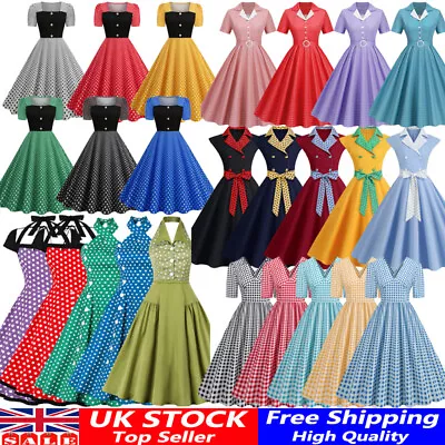 £17.08 • Buy Women Retro 50s/60s Rockabilly Polka Dot Cocktail Party Swing Housewife Dress❤️