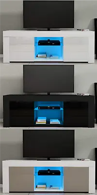 £69.99 • Buy Modern TV Unit Stand With High Gloss Doors & LED Light