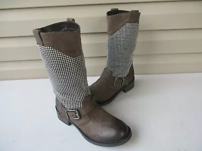 $29.90 • Buy Nana Boots Womens 40 / 9 Studs Leather Brown Silver Biker