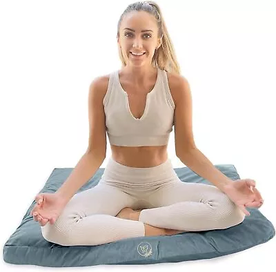 Large Meditation Mat – Premium Velvet Zabuton 36 X28 X2.6  Modern Grey  • $111.87