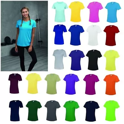 AWDis Just Cool Girlie Cool T-Shirt Women Polyester Gym/sports/running Tee |8-18 • £8.09