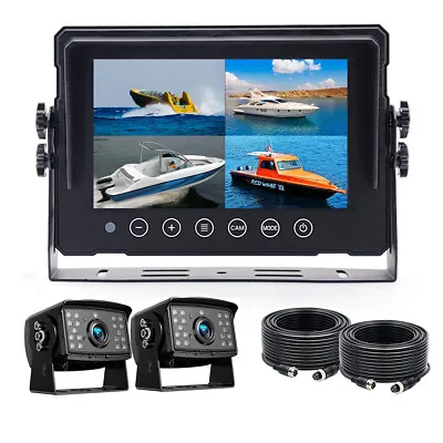 7  AHD Quad Split Touch Screen Monitor IP69K+ Reversing Camera For Trailer Truck • $169.99