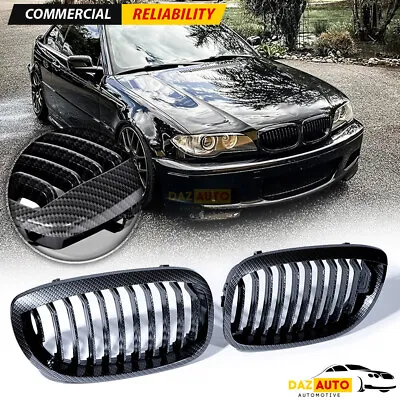 Pair Carbon Fiber Front Kidney Grill For 2003-2006 BMW E46 Coupe 330Ci 325Ci LCI • $33.98