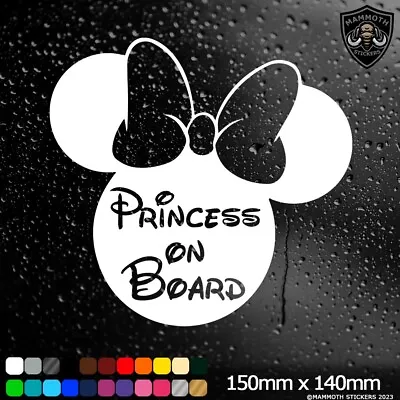 Princess On Board Sticker Minnie Mouse Disney Vinyl Decal Cute Car Window Bumper • £2.49