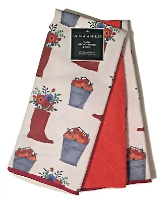 Laura Ashley Kitchen Towels Set Of 3 Garden Flowers Microfiber Spring • $22.99