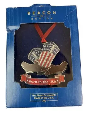 $15 • Buy Beacon Design New  Born In The USA  Cowboy Boot Brass Ornament Veteran Made USA