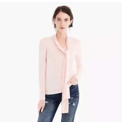 J Crew 365 Tie Neck Blush Blouse Long Sleeve Size XS Modal Soft Top Work Shirt • $51.37