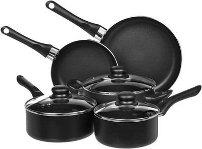 $97.99 • Buy Kitchen Cooking Pot Pan Set Non-Stick Cookware Aluminium 8 Piece Large Black