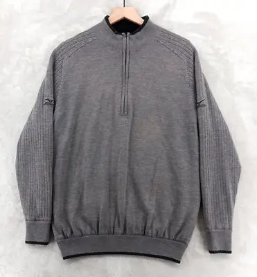 Mizuno Performance Wear WindLite Sweater Mens M Gray 1/4 Zip Lined Long Sleeve • $29.99