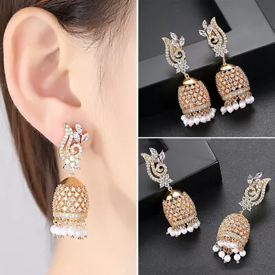 Indian Ethnic Zircon Jhumka Gypsy Dangle Drop Earrings Jewelry Women Party Gift • $25.28