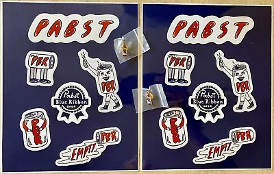 Pabst Blue Ribbon PBR Beer Promo Decal Sticker Sheets & Bottle Lapel Pins Button • $29.99