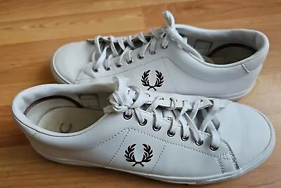 Fred Perry Shoes Mens UK 8 / US 9 Leather Low Top Sneaker Logo Casual Preppy • £27.97