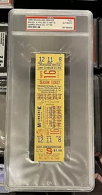 1960 Sep. 16 Warren Spahn No-hitter Full Ticket Psa Authentic Milwaukee Braves • $850