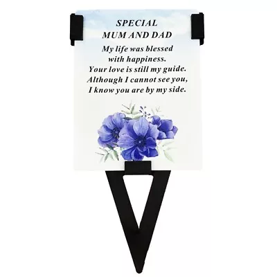 Special Mum And Dad Flower Memorial Remembrance Verse Plastic Coated Grave Card • £5.69