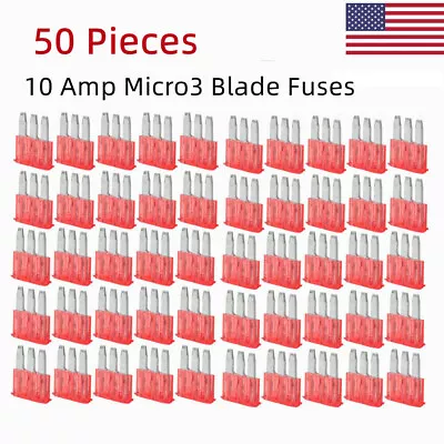 10A Amp Micro3 3-Pin Prong Blade Fuse 10A 32V Automotive Car Truck Boat Marine • $4.99