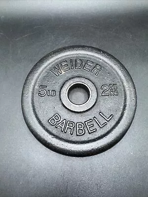 Vintage 5LB Weider Barbell Dumbell Weight Plate 5 LbsTotal 1” Hole • £14.20