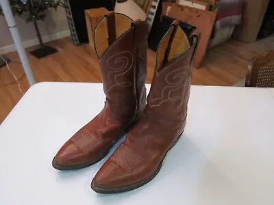 Justin Vtg 1147 Stampede Mens Usa 11 D Brown Leather Western Cowboy Boots • $45