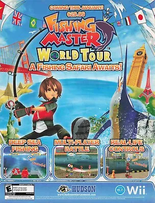 Fishing Mater World Tour Wii Game Ad Y2K 2000S Vtg Print Ad 8X11 Wall Poster Art • $7.50