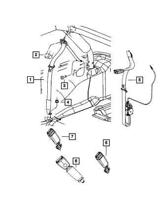 Genuine Mopar Rear Inner Left Seat Belt 5KN911DVAB • $81.02