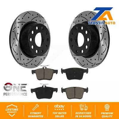 Rear Coat Drill Slot Disc Brake Rotors Ceramic Pad Kit For Volkswagen Jetta Taos • $88.90