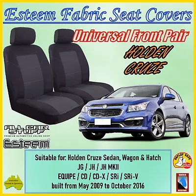 Esteem Black Front Seat Covers Suitable For Holden Cruze: From 05/2009 - 10/2016 • $86.98