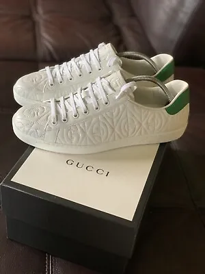 Gucci Ace G ‘RHOMBUS White’ Sneakers Men Size 9.5 Or 42 Pre-owned • $345