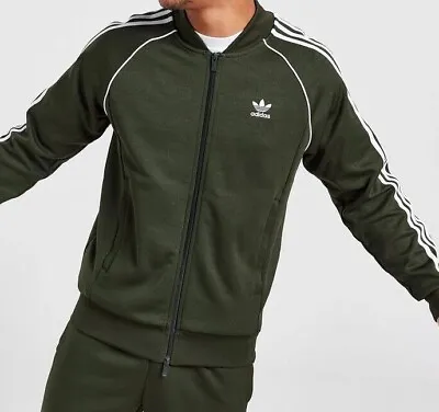 Adidas Originals SST Men's Track Top In Dark Green And White • £100