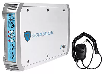 Rockville RXM-F3 1600 Watt Marine/Boat 4 Channel Amplifier Amp+PA Microphone • $119.95