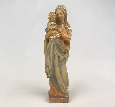 ANRI ? Madonna Figure Statue Hand Carved Wood Mary Jesus Small 3.75” Religious • $45